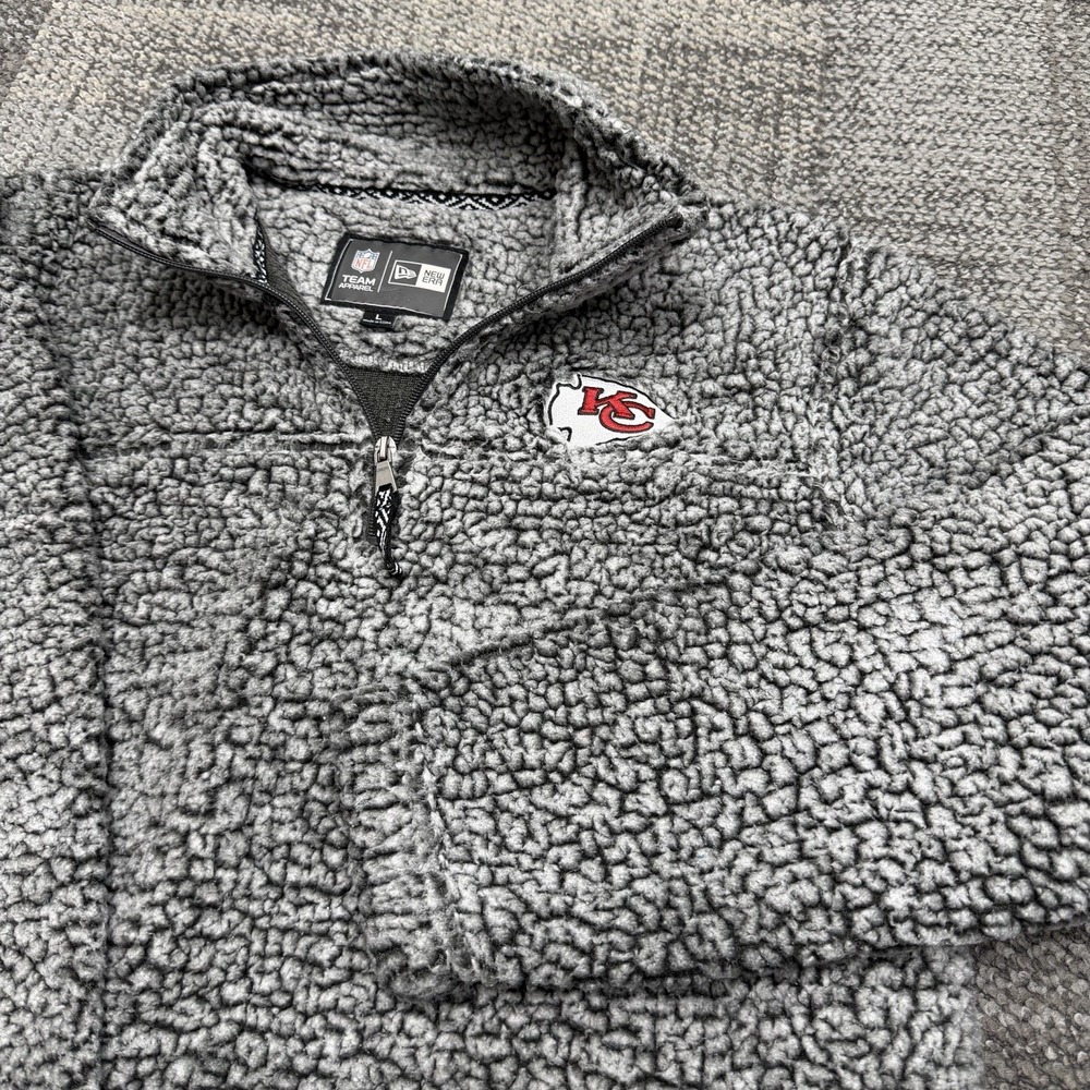 New Era Kansas City Chiefs‎ NFL Team Apparel Sherpa Pullover 1/4 zip Mens Large